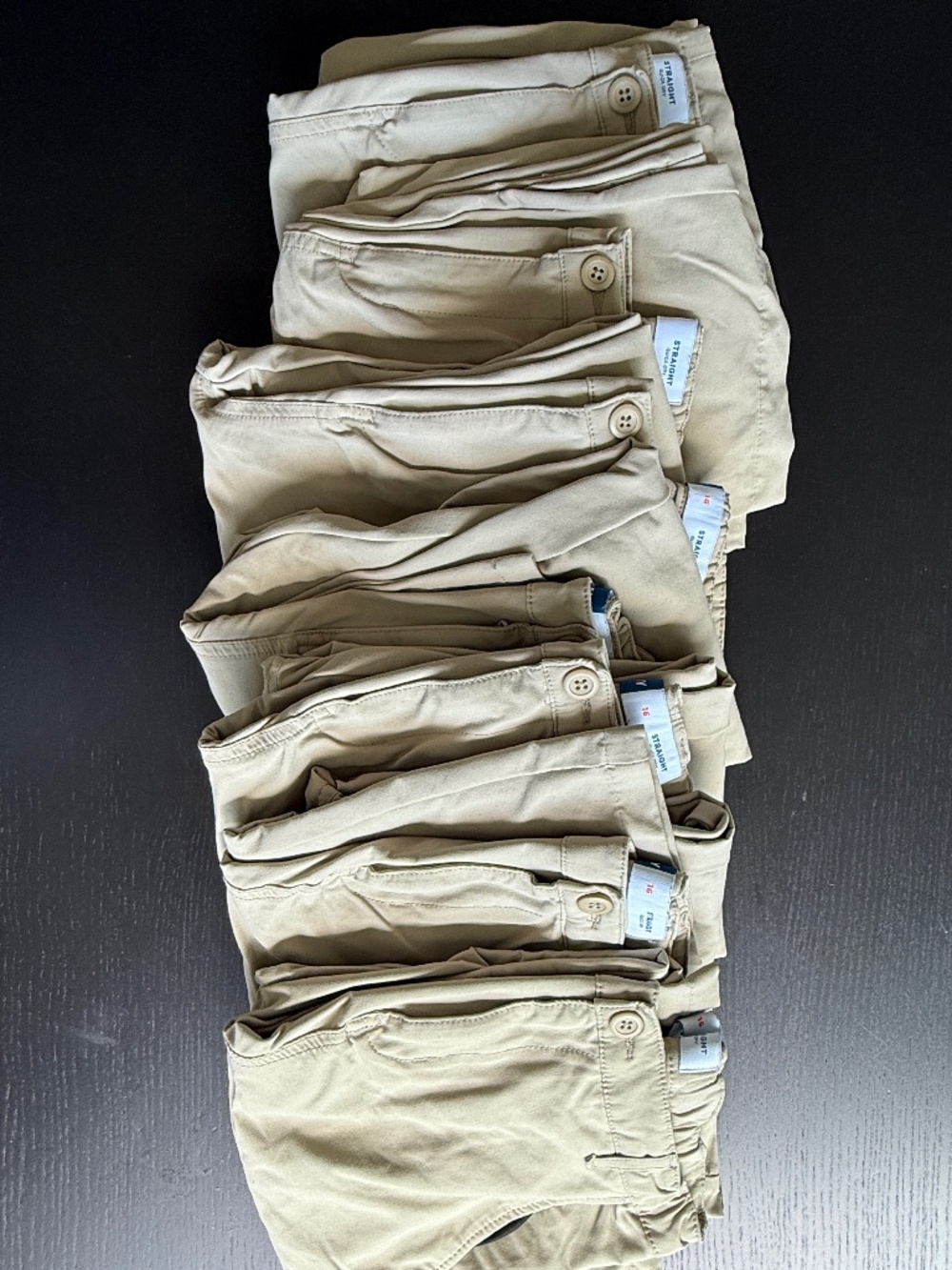 Bundle of 7 Old Navy Boys Uniform Khaki Pants Size 16 Straight Quick Dry School